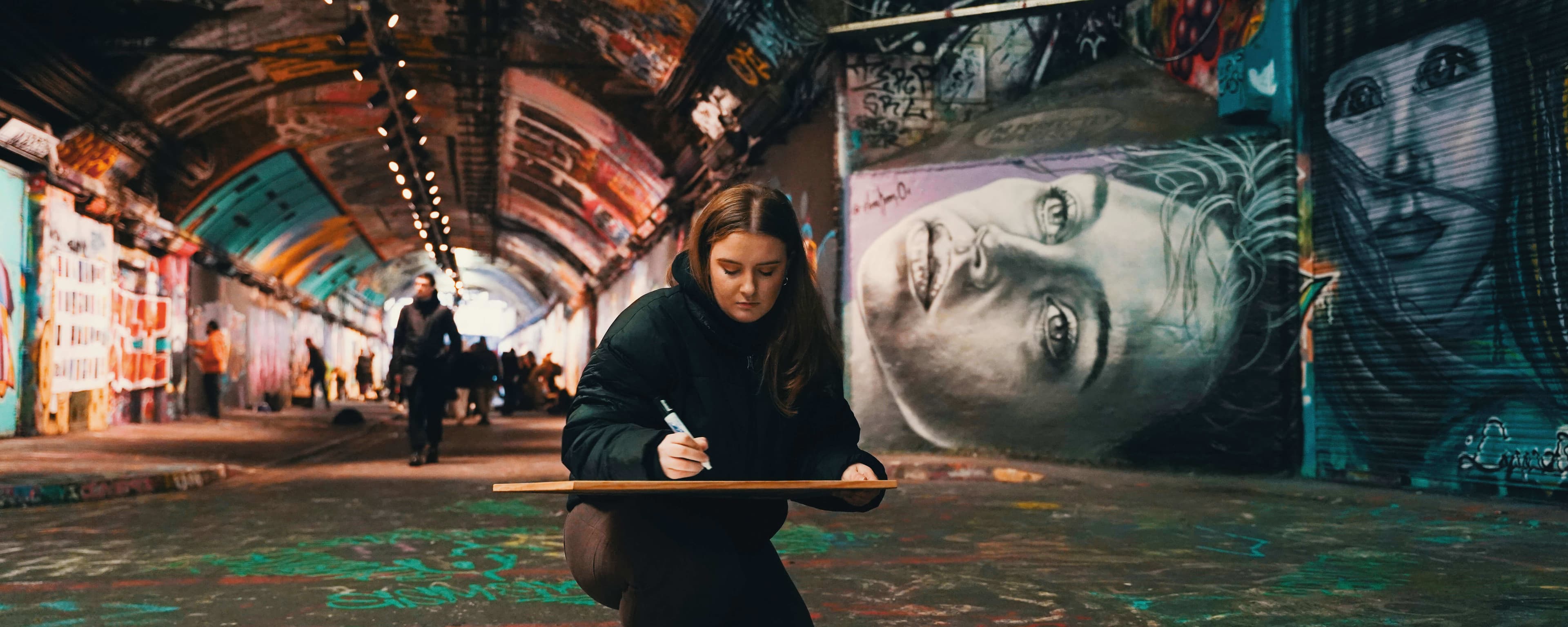 Bethan Evans at the scene of Connections 2024 video